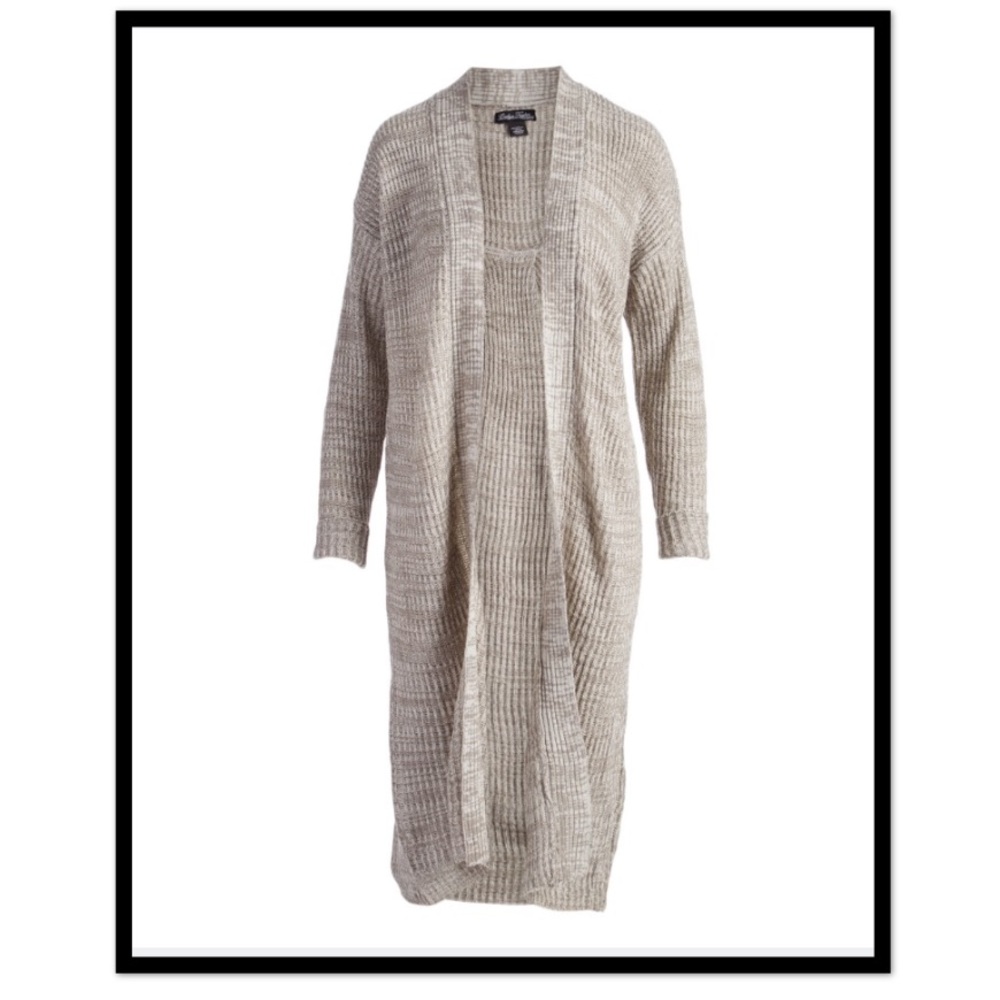 📍SOLD📍 Light Gray Long Ribbed Cozy Cardigan (Size 8)